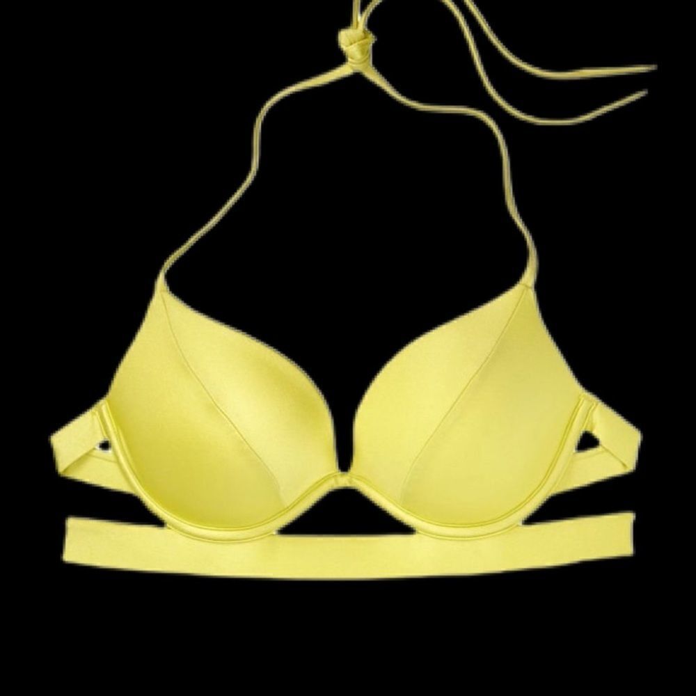 Victoria’s Secret Rosarito Push-Up Padded Halter Swim Top shine Green